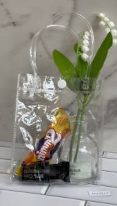 Transparent Clear PVC Gift Tote Bag with Button | Goodies Bag | Gift Bag | Packaging Bag | Cosmetic Bag | Waterproof