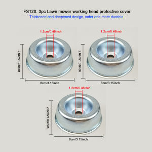 3Pc Lawn Mower Working Head Protective Cover Installation Hole 1.2Cm/0.48Inch Aluminum Alloy Material Thickeneded and Deepened Design Safe and Durable Working Head Dust Cover Garden Tool Accessories