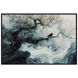 Tranh treo tường tranh dán tường Canvas thủy mặc phong cảnh thác nước. CGI-324