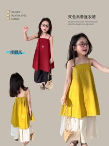 Princess Style Summer Dress for Girls Korean Version Casual Strap Design Baby Clothes Soft Material Tourist Scenarios Apply