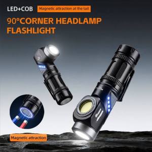 2-in-1 Led Flashlight 90°Twist Swivel Headlamp Super Bright Camping Lamp Outdoor Working Hiking Emergency Headlight Magnet Torch