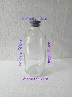 Botol kaca botol asi ukuran 100ml-250ml-500ml +tutup karet -1pcs