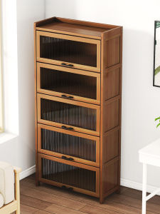 Non-Real Wood Bookshelf Floor-standing Living Room Dust-proof Storage Cabinet Home Decorative Rack Modern Simplicity Style