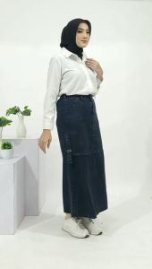 ROK CARGO WANITA ROK JEANS SAKU SAMPING TERBARU