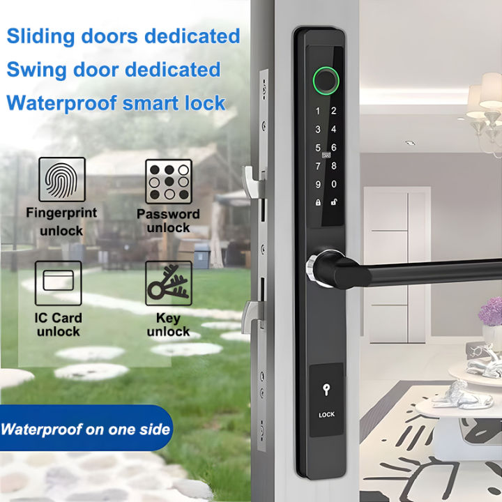 Waterproof sliding door lock electronic smart lock door knob smart door