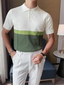 Áo Thun Polo Nam Cổ Polo Tay Ngắn Dệt Kim Mùa Hè 2023 Áo Thun Nam Phong Cách Đơn Giản Thường Ngày Cổ Polo Tay Ngắn