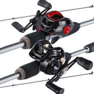 Set Joran Pancing Combos1.8 Tangkai M Pancing Pancing Travel Power M dengan Set Gulungan Pancing Baitcasting 18 +1BB