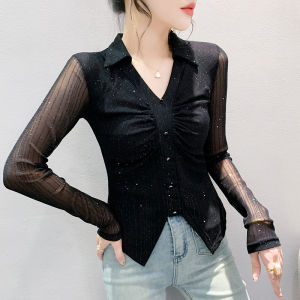 REHIN Chic Polo Collar Long Sleeve Top – Slim Fit Elegant Autumn Fashion Blouse (S-3XL)