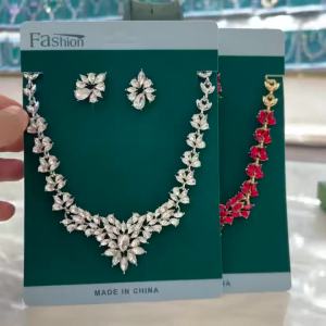 Korean Style Trendy Personality Slimming Temperament Small Fragrance Earrings Necklace Two-Piece Set Factory Direct Approval