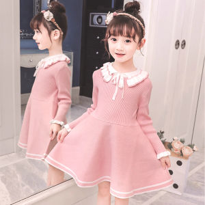 ชุดเดรสยาวแขนยาวฤดูใบไม้ผลิและฤดูใบไม้ร่วงสำหรับเด็กผู้หญิง ชุดเดรสยาวทรงเจ้าหญิงสีแดงสดใส ชุดเด็กผู้หญิง