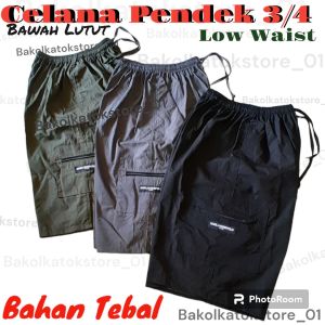 Celana 3/4 Bawah Lutut Low Waist Cargo Resleting Bahan Tebal