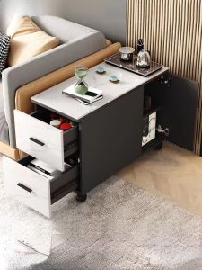 โมดอล ชั้นวางของแบบย้ายได้สำหรับห้องนั่งเล่นสไตล์โมเดิร์น สไตล์เรียบง่าย กระจกเคลือบด้าน 2 ช่องเก็บของ ชั้นวางของแบบมุม