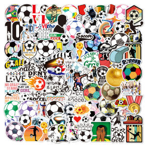 100 PCS Cute Soccer Stickers Sports Decals Vinyl Waterproof for Laptop Skateboard Helmet Guitar Phone Case Luggage
