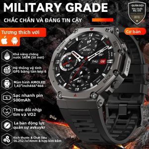 Đồng Hồ Thông Minh GPS Quân Sự T-Rex 3 Ultra Dual-Band 5ATM Chống Nước 20 Ngày Pin La Bàn Máy Đo Độ Cao AGPS Vòng Đeo Tay Tích Hợp Cho Các Môn Thể Thao Ngoài Trời