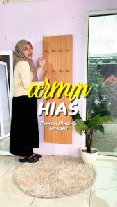 Adapta - Pajangan Rak Hias Warna Pink Aesthetic - Rak Pajangan Tempel Dinding dengan Gantungan Kayu