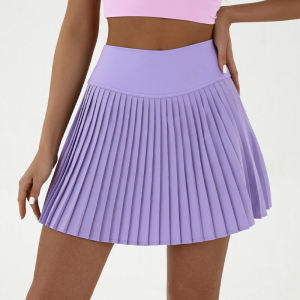 Long Tennis Skirt Outdoor Sports Accordion Pleat Fake Two-Piece Anti-Light Speed Dry Nylon Yoga Fitness Running Skirt