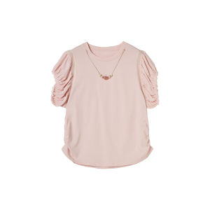 Áo Thun Tay Bồng Voan Cotton Thoáng Mát Có Viền Ren