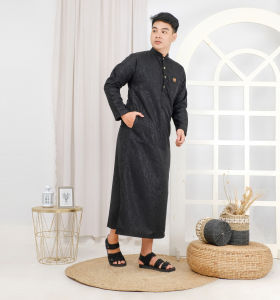 Yanura Jubah Muslim - Baju Kok oPria - Lengan Panjang Model Terbaru Lebaran 2025 Bahan Emboss A1