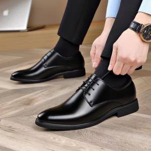 Men Fashion Leather Shoes Business Formal Wedding Shoes Soft Leather Shoes Lace Up Single Shoes Leather Office Shoes For Men
