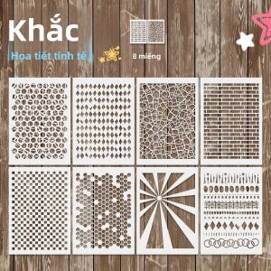 8 Chiếc A4 Họa Tiết Hình Học Stencils DIY Bản Mẫu Để Thủ Công Trang Trí Có Thể Tái Sử Dụng Stencils Cho Bức Tường Vải Đồ Nội Thất