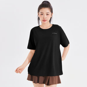 Maxrun Split Sports T-shirt Womens Loose Plus Size Running Fitness Clothes Quick-Drying Tops Plus Size Ladies Yoga Clothes Short Sleeve