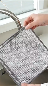 KIYO Kain Pembersih Kawat Baja Rumah Tangga Kain Serbet Jaring Dua Sisi Kain Serbet Kuat Menggosok Panci dan Wajan