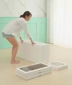 Tủ quần áo gấp gọn liền khối AntBox tủ để quần áo cửa trong suốt khóa nam châm chất liệu nhựa PP cao cấp