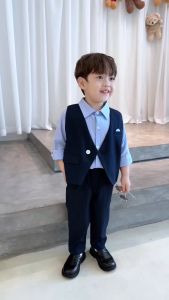 Set vest dài gile túi khăn công tử lịch lãm bé trai thôi nôi sinh nhật 1 đến 7 tuổi BERNIE 0824b06