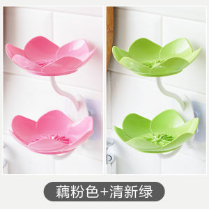 Lotus Soap Box Punch-Free Wall-Mounted Double-Layer Draining Flower Soap Soap Box Soap Holder Bathroom Rack