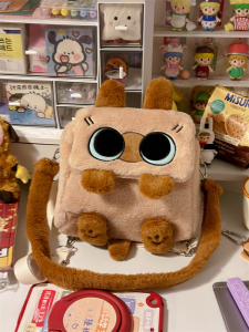 Cute Cat Plush Mini Backpack Ins Style Japanese Design Embroidered Cartoon Animal Shape Waterproof Polyester Fiber Bag for Youth