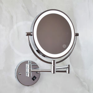Wall-Mounted LED Makeup Mirror Double-Sided Bathroom Expandable Folding Mirror Bathroom Decorative Non-Piercing Modern Simple