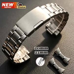 New 20mm 22mm Curved End Metal Watch Band Silver Gold Black Bracelets Stainless Steel Strap Women Men Bands Universal Wristband