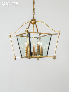 American Country Chandelier Dining-Room Lamp Wrought Iron Retro Golden Matte Black Square Study Creative Hallway Hallway Lamps