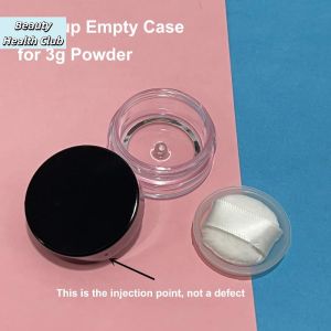 HNKMP | 【3g Plastic Empty Loose Powder Jar With Makeup Puff Box Sifter Container Cosmetic Jar Portable Powder Box Refillable Case】