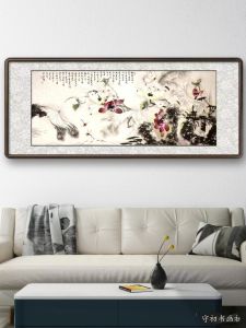 Hand-Painted Lotus Watercolor New Chinese Style Decorative Artwork for Living Room Sofa Background Wall Bedroom Meeting Room Decoration