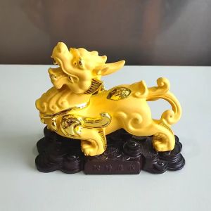 ชุดประเภททรัพย์ เรียกทรัพย์ นำโชคลาภ เรซิ่นพ่นทรายทอง ชูก่อนทอง สุขภาพ 16*7*11cm