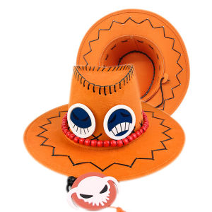 Bandai | Anime Ace Pirates Cosplay Cowboy Hat Halloween Costume Hats Orange Felt Cowboy Western Hat Fashion Headwear