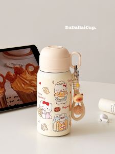 2025 New Insulated Water Bottle Portable Straw Cup for Students School Use KT Cat High Aesthetic Value Stainless Steel Cup