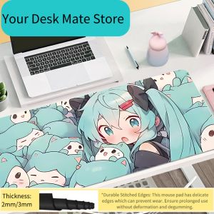 Bandai | Cute Hatsune Miku Chibi Anime Extended Mouse Pad Non-Slip Anti-Dirt Large Gaming Desk Mat for PC Setup