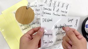 Customized Seasoning Containers Stickers Transparent Waterproof English Food Classification Creative White Handwriting Kitchen Spice Label