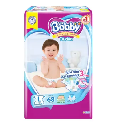 HCM - Tã dán Bobby L68 Cho Bé Từ 9-13kg - Tã dán trẻ em Bobby Size L 9 đến 13 Kg