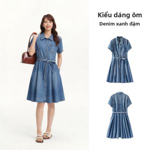 Semir | Đầm Jean Đai Nẹp Giảm Cân Mùa Hè Vintage