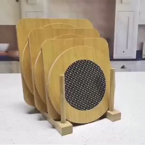 Wooden Heat Pad Table Mat Wooden Heat Resistant Pad Kitchen Coaster Anti-Slip Pot Holder Diameter For Dining Table Kitchenware