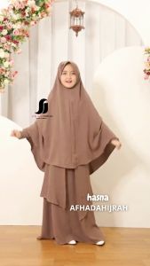 Afhadahijrah - Gamis anak perempuan set cadar Hasna crinkle air flow milo baju dan hijab instan syari free niqab