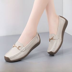 Womens Casual Fashion Single Shoes Spring Autumn Winter Breathable Soft Bottom Cow Tendon Work Shoes for Office And Leisure