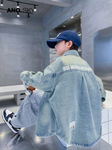 Fashionable Loose Boys Denim Shirt Jacket Spring Autumn as Brand Korean Style Cotton Polyester Blend Child Outerwear
