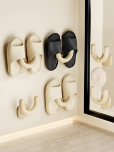 ตู้เสื้อผ้าติดผนังสำหรับรองเท้าแตะในห้องน้ำแบบติดผนังแบบดูดซับน้ำแบบใหม่พร้อมตะขอสำหรับจัดระเบียบ