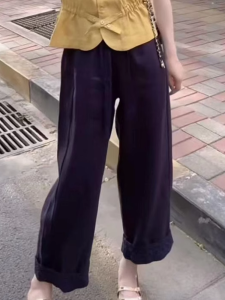 Shalldoer | Korean Style Loose Wide Leg Casual Pants Womens Summer Thin Breathable Straight Tube Long Trousers Simple Pure Color New Arrival