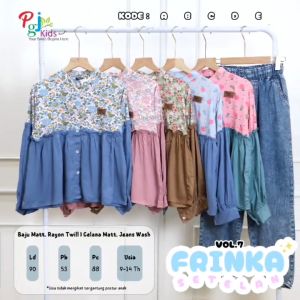 COD Setelan Atasan Blus Dan Celana Jeans Anak Remaja Perempuan Usia 9-14T Fainkaa Vol7 Set
