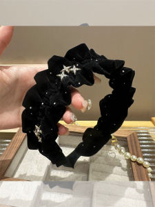 Shiny Star Folded Hair Clip Headband Womens High-End Black Atmosphere Outing Versatile Hairband Sweet Style A453